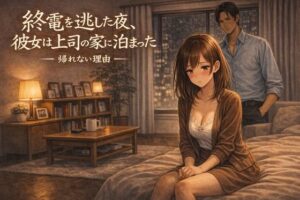 終電を逃した夜、彼女は上司の家に泊まった ―帰れない理由― アイキャッチ画像 【同人YH】